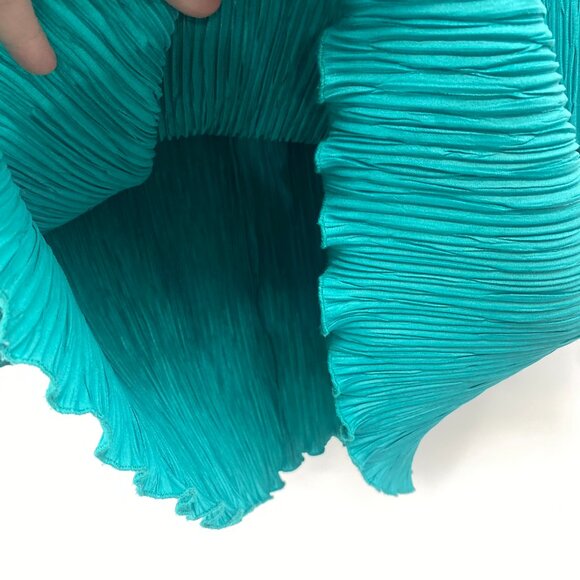 Vintage Patra Plisse Dress Womens 10 Tiered Layer Pleated Loose Ruffle Green - Picture 9 of 14